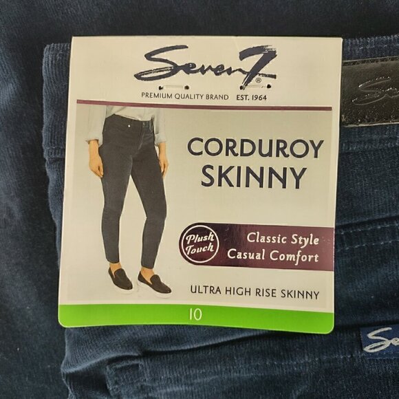 Seven7 Cotton Blue Ultra High Rise Skinny Corduroy 5 Pocket Jeans Size 10 (NWT) - Picture 9 of 12